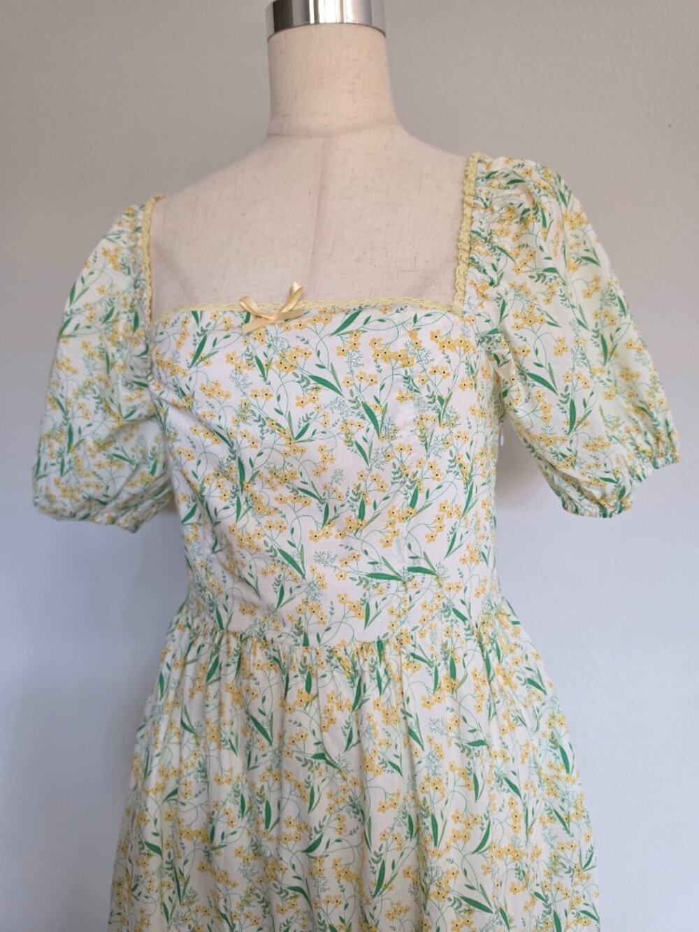 Daffodil Floral Cotton Square Neck Maxi Dress - Picture 3 of 15